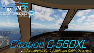 AirSim3D Citation C560XL InsideTour 2 The Cockpit and Cabin [upl. by Sreip]