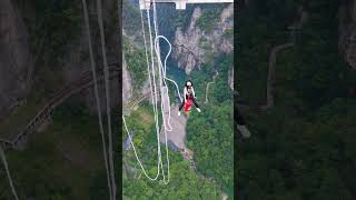 Zhangjiajie Grand Canyon Glass Bridge Bungee Jumping First Person View [upl. by Salbu]