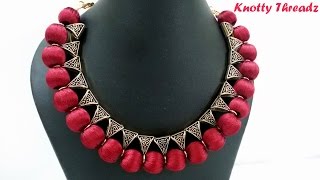 How to make an Elegant Silk Thread Bail Necklace  Simple Method [upl. by Jammin]