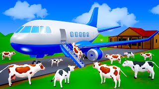 Magical Golden Cow and Airplane Farm Diorama  Gorillas Cow Farm  Fox and Cows 3D Cartoons [upl. by Austine]