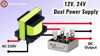 how to make Dual Power Supply AC To DC 12 volt 24 volt [upl. by Jorie5]