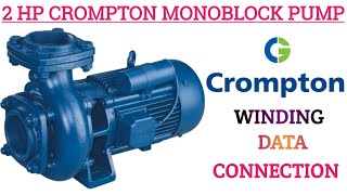 2 hp Crompton Monoblock Pump winding data single phase 2800 Rpm full winding information in Hindi [upl. by Michell113]