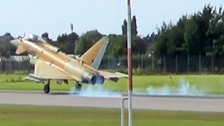 Smokin tyres amp Airbrakes Test Flight landing of Brand New Eurofighter Typhoon FGR4 ZK618 [upl. by Dayna313]