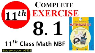 Exercise 81  11th Class Math NBF Book  Ex 81 National Book  Federal board  ADEEL ACADEMY [upl. by Weinreb96]