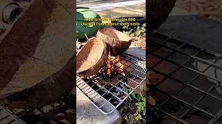 Easily make coconut shell charcoal bbqcharcoal charcoalmachine coconutshell carbonization fyp [upl. by Hanselka625]