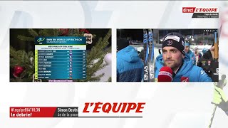 Biathlon  CM H  Desthieux «Content dêtre devant» [upl. by Jorry]