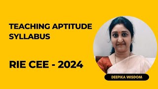 01 BED Entrance  ITEP  Exam Syllabus 2024  Teaching Aptitude  RIE CEE 2024  deepikawisdom [upl. by Curley]