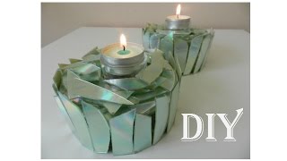 DIY Tischdeko aus CDs  table decoration with CDs [upl. by Aivatra]