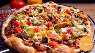 Delicious Homemade Taco Pizza Recipe  Easy Homemade Pizza Recipe [upl. by Annayi353]