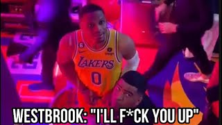 FULL CAPTIONS Russell Westbrook ALMOST Fights Lakers Fan After Saying That He Sucks😳 [upl. by Lillith134]