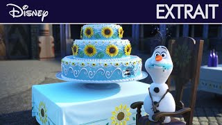 La Reine des Neiges  Une Fête Givrée  Extrait  Olaf mange le gâteau danniversaire  Disney [upl. by Aynatan619]