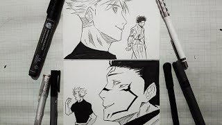 Drawing a Manga Page  Jujutsu kaisen  呪術廻戦  Gojo Satoru  Gege Akutami Drawing [upl. by Koslo]