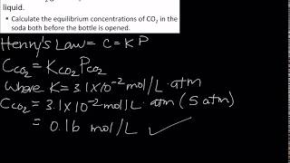 Calculating CONCENTRATION using HENRYS LAW Part A [upl. by Aicad]