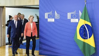 EUMercosur trade talks still alive Brussels says in rebuke to Frances Macron [upl. by Cairistiona]