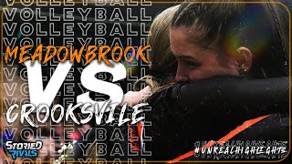 HIGH SCHOOL VOLLEYBALL  Meadowbrook vs Crooksville  HIGHLIGHT [upl. by Santoro936]