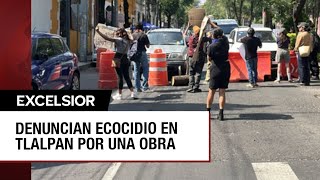 Protesta en el centro de Tlalpan contra tala de árboles por proyecto inmobiliario [upl. by Cahra]