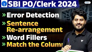 Error Detection Sentence Rearrangement Word Fillers For SBI POClerk 2024  By Vishal Sir [upl. by Medin]