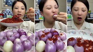 mukbang  Garlic chili eating show 2  too spicy [upl. by Nasus]