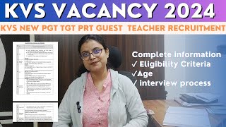 KVS NEW PGT TGT PRT GUEST TEACHER RECRUITMENT 2024  KVS VACANCY  KVS GUEST TEACHERS VACANCY 2024 [upl. by Zetnas15]