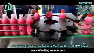 Automatic 1 head Screw Capping Machine Up to 50 BPM Speed  bhartiye products [upl. by Jorgenson]