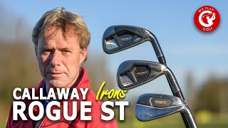 These are the new 2022 Callaway Rogue ST irons  A review and comparison with the Mavrik irons [upl. by Akoyin]