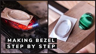 SILVER BEZEL for cabochon STEP BY STEP with list of tools How to make a bezel setting [upl. by Iat]