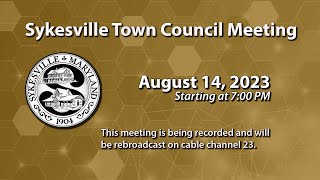 Sykesville Town Council Meeting 8142023 [upl. by Aitas404]