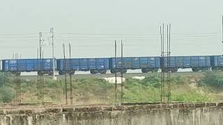 dual engin pull goods train in rail brij 2024 heavy loco motiv engin Indian railway [upl. by Dlarrej202]