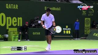 ATP Doha QF Novak Djokovic vs Ivo Karlovic [upl. by Otit870]