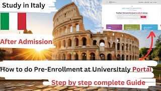 How to do Pre Enrollment on UniversItlay Portal  After admission in Italy Process  Study in Italy [upl. by Airrej]