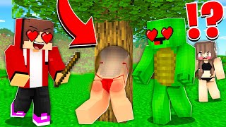 GIRL WOMAN is STUCK in TREE and ASK JJ and Mikey for HELP in Minecraft  Maizen Mizen Parody [upl. by Ettennahs]