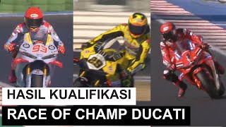 Iannone VS Marquez Insiden Towing Bagnaia Hasil Kualifikasi Race of Champion World Ducati Week 24 [upl. by Acinorahs]