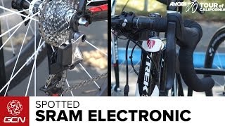 New SRAM Electronic Groupset Spotted  2014 Amgen Tour Of California Coverage [upl. by Aura]