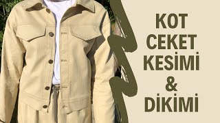 ÇOK KOLAY KALIPSIZ KOT CEKET DİKİMİ  denim jacket sewing [upl. by Kovacev]