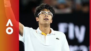 Hyeon Chung revs up the crowd  Australian Open 2018 [upl. by Anaiviv424]