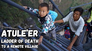 Villagers must climb this deadly staircase to reach their village  Atuleer Village [upl. by Kimmie]