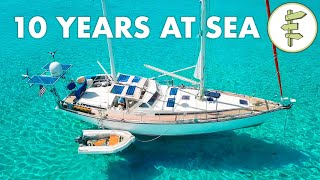 Living on a SelfSufficient Sailboat for 10 Years  FULL TOUR [upl. by Ahsiea]