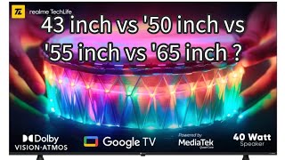 43 inch vs 50 inch vs 55 inch vs 65 inch TV size comparison with area and dimensions [upl. by Aehcim657]