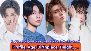 Hagiwara Riku，Yagi Yusei， Higuchi Kouhei，Mashiko Atsuki  Profile Age Birthplace Height [upl. by Thetisa76]