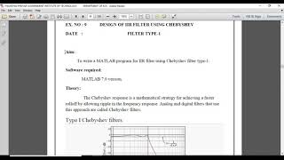 Design of IIR Chebyshev Filter Type1 [upl. by Erodoeht177]