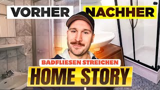 Home Story Badfliesen streichen auch für Bodenfliesen streichen  Fliesen streichen im Badezimmer [upl. by Aloin]