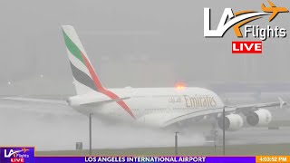 🔴LIVE RAIN amp WIND at LAX  LAX LIVE  LAX Plane Spotting [upl. by Woodley]