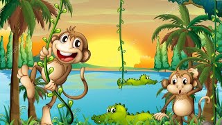 Five little monkeys swinging in the tree teasing Mr Crocodile Monkey Rhymes🐊 kidssongs [upl. by Retseh]