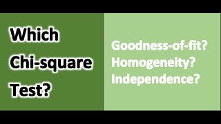 Which chisquare test Goodnessoffit Homogeneity Independence [upl. by Aihsrop]