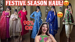 HUGE Myntra Sale Haul😍Upto 90 Off Festive Kurta Sets Under Rs1499  Try On Haul \ Rupal Yadav [upl. by Anihpled]