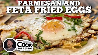 Quick amp Easy Parmesan and Feta Fried Eggs  Blackstone Griddles [upl. by Acinoev]