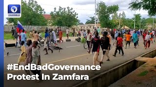 EndBadGovernance Protesters Carrying Russian Flag Regroup In Day 5 Protest In Zamfara [upl. by Elehcar711]