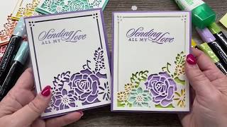 How to create a Simple die cut card plus a stepped up FAUX STAINED GLASS version [upl. by Linkoski526]