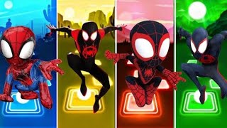 Spidey 🆚 SpiderMan 🆚 Spidey Miles 🆚 Verse Miles🎶💥Funny Tiles Hop Gameplay🎶🔥 [upl. by Behah]