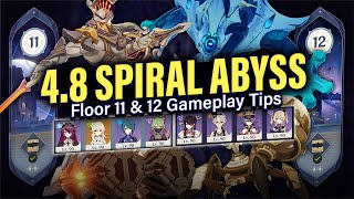 How to BEAT 48 SPIRAL ABYSS Floor 11 amp 12 Guide amp Tips w 4Star Teams  Genshin Impact 48 [upl. by Nnairol]